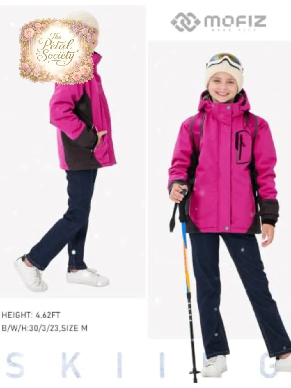 Girls Ski Jacket Winter Snow Coat Fleece Lined Waterproof Snowboard Jacket